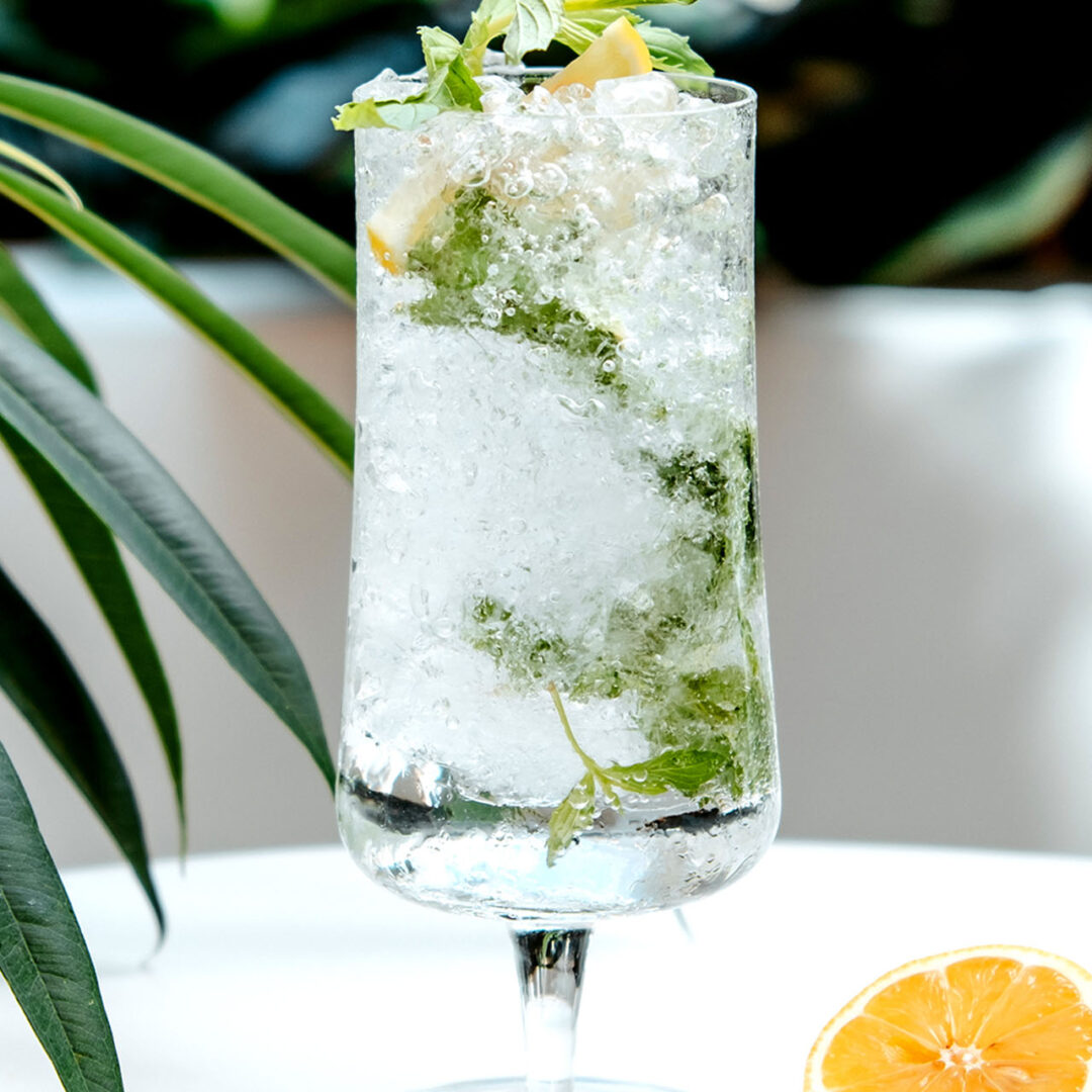 mojito with ice on the table